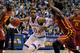 LAWRENCE, KS - FEBRUARY 2: Frank Mason III #0 of the Kansas Jayhawks drives the lane against Jameel McKay #1 of the Iowa State Cyclones in the first half at Allen Field House on February 2, 2015 in Lawrence, Kansas. (Photo by Ed Zurga/Getty Images)