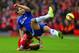 LIVERPOOL, ENGLAND - NOVEMBER 08: Branislav Ivanovic of Chelsea and Raheem Sterling of Liverpool battle for the ball during the Barclays Premier League match between Liverpool and Chelsea at Anfield on November 8, 2014 in Liverpool, England. (Photo by A