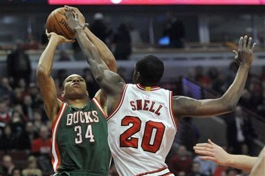 Bulls rookie Tony Snell performs an unsatisfactory chest bump