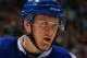TORONTO, ON - NOVEMBER 18: Morgan Rielly #44 of the Toronto Maple Leafs looks up ice against the Nashville Predators during NHL game action November 18, 2014 at the Air Canada Centre in Toronto, Ontario, Canada. (Photo by Graig Abel/NHLI via Getty Images