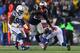 FOXBORO, MA - JANUARY 18: LeGarrette Blount #29 of the New England Patriots runs with the ball in the second half against the Indianapolis Colts of the 2015 AFC Championship Game at Gillette Stadium on January 18, 2015 in Foxboro, Massachusetts. (Photo