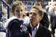 Jan 10, 2015; Spokane, WA, USA; Gonzaga Bulldogs head coach Mark Few walks off the court with his daughter Julie after a game against the Santa Clara Broncos at McCarthey Athletic Center. The Bulldogs won 79-57. Mandatory Credit: James Snook-USA TODAY Spo