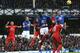 LIVERPOOL, ENGLAND - FEBRUARY 22: L-R Phil Jagielka,Romelu Lukaku and John Stones of Everton in goalmouth action during the Barclays Premier League match between Everton and Leicester City at Goodison Park on February 22, 2015 in Liverpool, England. (Ph