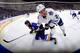 ST. LOUIS, MO - JANUARY 17: David Clarkson #71 of the Toronto Maple Leafs gets tangled up with Jori Lehtera #12 of the St. Louis Blues on January 17, 2015 at Scottrade Center in St. Louis, Missouri. (Photo by Scott Rovak/NHLI via Getty Images)
