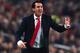BARCELONA, SPAIN - NOVEMBER 22: Head coach Unai Emery of Sevilla FC directs his players during the La Liga mach between FC Barcelona and Sevilla FC at Camp Nou on November 22, 2014 in Barcelona, Spain. Lionel Messi has matches Telmo Zarra's record of goa