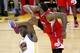 May 1, 2014; Oakland, CA, USA; Los Angeles Clippers center DeAndre Jordan (6) is fouled by Golden State Warriors forward Draymond Green (23) while attempting a shot during the second quarter in game six of the first round of the 2014 NBA Playoffs at Oracl