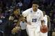 Mar 22, 2015; Charlotte, NC, USA; Duke Blue Devils center Jahlil Okafor (15) brings the ball up courtagainst San Diego State Aztecs guard Aqeel Quinn (10) during the second half in the third round of the 2015 NCAA Tournament at Time Warner Cable Arena. Ma