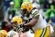 SEATTLE, WA - JANUARY 18: Eddie Lacy #27 of the Green Bay Packers carries the ball against the Seattle Seahawks during the 2015 NFC Championship game at CenturyLink Field on January 18, 2015 in Seattle, Washington. (Photo by Ronald Martinez/Getty Images