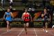 Jarryd Hayne, far right, in a 100-meter dash at an Athletic All-Stars meet in September 2010.