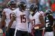 JACKSONVILLE, FL - OCTOBER 07: Alshon Jeffery #17 of the Chicago Bears is congratulated by Brandon Marshall #15 after scoring a touchdown during a game against the Jacksonville Jaguars at EverBank Field on October 7, 2012 in Jacksonville, Florida. (Pho