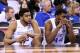 Kentucky's Karl-Anthony Towns (left) and Dakari Johnson sit in shocked disbelief.