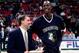 MINNEAPOLIS - NOVEMBER 14: Kevin Garnett #21 of the Minnesota Timberwolves talks with Head Coach Flip Saunder prior to playing against the Dallas Mavericks on November 14, 1996 at the the Target Center in Minneapolis, Minnesota. NOTE TO USER: User expr