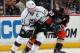 ANAHEIM, CA - FEBRUARY 27: Dustin Brown #23 of the Los Angeles Kings battles for position against Francois Beauchemin #23 of the Anaheim Ducks on February 27, 2015 at Honda Center in Anaheim, California. (Photo by Debora Robinson/NHLI via Getty Images)