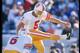 10 Nov 1996: Kicker Michael Husted of the Tampa Bay Buccaneers kicks the ball during a game against the Oakland Raiders at Houlihan''s Stadium in Tampa, Florida. The Buccaneers won the game in overtime, 20-17.