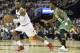 Apr 19, 2015; Cleveland, OH, USA; Cleveland Cavaliers forward LeBron James (23) dribbles against Boston Celtics forward Jae Crowder (99) in the second quarter in game one of the first round of the NBA Playoffs at Quicken Loans Arena. Mandatory Credit: Dav