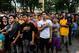 MANILA, PHILIPPINES - MAY 03: Filipinos watch the fight for free between Floyd Mayweather and Manny Pacquiao at a public plaza on May 3, 2015 in Marikina City, Philippines. Mayweather Jr. won the unanimous decision victory during the welterweight unifica