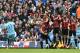 MANCHESTER, ENGLAND - MAY 10: Aleksandar Kolarov (L) of Manchester City scores his team's second goal from a free kick during the Barclays Premier League match between Manchester City and Queens Park Rangers at the Etihad Stadium on May 10, 2015 in Manch