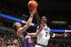 MINNEAPOLIS - FEBRUARY 23: Kevin Garnett #21 of the Minnesota Timberwolves blocks against Steve Nash #13 of the Phoenix Suns on February 23, 2007 at the Target Center in Minneapolis, Minnesota. NOTE TO USER: User expressly acknowledges and agrees that,