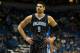 Apr 3, 2015; Minneapolis, MN, USA; Orlando Magic center Nikola Vucevic (9) against the Minnesota Timberwolves at Target Center. The Magic defeated Timberwolves 97-84. Mandatory Credit: Brace Hemmelgarn-USA TODAY Sports