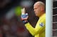 MANCHESTER, ENGLAND - SEPTEMBER 29: Brad Friedel of Tottenham Hotspur directs his defence during the Barclays Premier League match between Manchester United and Tottenham Hotspur at Old Trafford on September 29, 2012 in Manchester, England. (Photo by Sh