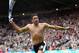 NEWCASTLE UPON TYNE, ENGLAND - MAY 24: Newcastle player Jonas Gutierrez celebrates after scoring the second goal during the Barclays Premier League match between Newcastle United and West Ham United at St James' Park on May 24, 2015 in Newcastle upon Tyn