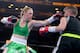 NEW YORK, NY - APRIL 11: Heather Hardy and Renata Domsodi exchange punches during the Premier Boxing Champions Junior Featherweight bout at Barclays Center on April 11, 2015 in New York City. (Photo by Elsa/Getty Images)