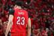 NEW ORLEANS, LA - APRIL 23: Anthony Davis #23 of the New Orleans Pelicans during the game against the Golden State Warriors during Game Three of the Western Conference Quarterfinals of the 2015 NBA Playoffs on April 23, 2015 at Smoothie King Center in New