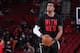 PORTLAND, OR - MARCH 11: LaMarcus Aldridge #12 of the Portland Trail Blazers warms up before the game against the Houston Rockets on March 11, 2015 at the Moda Center Arena in Portland, Oregon. NOTE TO USER: User expressly acknowledges and agrees that, by
