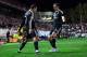 MADRID, SPAIN - APRIL 08: Cristiano Ronaldo (L) of Real Madrid CF celebrates scoring their opening goal with teammate Gareth Bale (R) during the La Liga match between Rayo Vallecano de Madrid and Real Madrid CF at Vallecas Stadium on April 8, 2015 in Mad