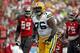 Dec 21, 2014; Tampa, FL, USA; Green Bay Packers defensive end Mike Daniels (76) reacts after he sacked Tampa Bay Buccaneers quarterback Josh McCown (not pictured) during the first quarter at Raymond James Stadium. Mandatory Credit: Kim Klement-USA TODAY S