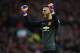 MANCHESTER, ENGLAND - MAY 17: David De Gea of Manchester United celebrates as Ander Herrera scores their first goal during the Barclays Premier League match between Manchester United and Arsenal at Old Trafford on May 17, 2015 in Manchester, England. (P