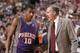 DALLAS - MAY 26: Leandro Barbosa #10 of the Phoenix Suns listens to instructions by head coach Mike D'Antoni in game two of the Western Conference Finals against the Dallas Mavericks during the 2006 NBA Playoffs at American Airlines Center on May 26, 200