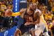 OAKLAND, CA - JUNE 14: LeBron James #23 of the Cleveland Cavaliers backs up to the basket against the Golden State Warriors at the Oracle Arena During Game five of the 2015 NBA Finals on June 14, 2015 in Oakland, California NOTE TO USER: User expressly a