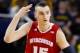 Jan 24, 2015; Ann Arbor, MI, USA; Wisconsin Badgers forward Sam Dekker (15) celebrates making a three-point shot in the first half against the Michigan Wolverines at Crisler Center. Mandatory Credit: Rick Osentoski-USA TODAY Sports