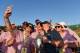 UNIVERSITY PLACE, WA - JUNE 21: Jordan Spieth of the United States poses with the trophy amid a group of workers after winning the 115th U.S. Open Championship at Chambers Bay on June 21, 2015 in University Place, Washington. (Photo by Ross Kinnaird/Get