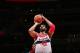 WASHINGTON, DC - APRIL 26: Nene Hilario #42 of the Washington Wizards prepares to shoot a free throw against the Toronto Raptors in Game Four of the Eastern Conference Quarterfinals during the 2015 NBA Playoffs on April 26, 2015 at the Verizon Center in