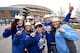 KANSAS CITY, MO - APRIL 6: Kansas City Royals fans pose for a photo in the parking lot prior to a an opening day game between the Chicago White Sox and Kansas City Royals on April 6, 2015 during opening day at Kauffman Stadium in Kansas City, Missouri.