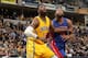 INDIANAPOLIS, IN - JANUARY 16: Roy Hibbert #55 of the Indiana Pacers looks for the rebound against Greg Monroe #10 of the Detroit Pistons during the game on January 16, 2015 at Bankers Life Fieldhouse in Indianapolis, Indiana. NOTE TO USER: User expressl