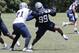 May 27, 2015; Dallas, TX, USA; Dallas Cowboys defensive end Ryan Russell (99) works against tackle La'el Collins (71) during OTAs at Dallas Cowboys Headquarters. Mandatory Credit: Matthew Emmons-USA TODAY Sports