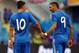 GOTHENBURG, SWEDEN - JULY 27: Karim Benzema (R) of Real Madrid celebrate with team mate Mesut Oezil (L) after he scores his team's opening goal during the pre season friendly match between Real Madrid and Paris Saint-Germain at Ullevi on July 27, 2013 in