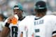 PHILADELPHIA - SEPTEMBER 18: Receiver Terrell Owens #81 speaks with quarterback Donovan McNabb #5 of the Philadelphia Eagles while on the sidelines during the second half of the game against the San Francisco 49ers on September 18, 2005 at Lincoln Financ