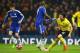 LONDON, ENGLAND - JANUARY 04: Fernando Forestieri of Watford (2R) is challenged by Ramires of Chelsea (2L) as Oscar of Chelsea (L) and Daniel Tozser of Watford (R) look on during the FA Cup Third Round match between Chelsea and Watford at Stamford Bridge