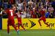 KANSAS CITY, KS - JULY 13: Blas Perez #7 of Panama celebrates after scoring a goal during the 1st half of the CONCACAF Gold Cup match against the United States at Sporting Park on July 13, 2015 in Kansas City, Kansas. (Photo by Jamie Squire/Getty Images