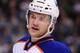 Apr 11, 2015; Vancouver, British Columbia, CAN; Edmonton Oilers defenseman Oscar Klefbom (84) awaits the start of play against the Vancouver Canucks during the first period at Rogers Arena. Mandatory Credit: Anne-Marie Sorvin-USA TODAY Sports