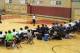 The scene inside Desert Oasis High School for day one of the KBL tryout on Saturday, with each of the league's 10 teams evaluating from the sideline.