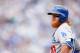 CHICAGO, IL - JUNE 25: Justin Turner #10 of the Los Angeles Dodgers looks on against the Chicago Cubs during the game at Wrigley Field on June 25, 2015 in Chicago, Illinois. The Dodgers defeated the Cubs 4-0. (Photo by Joe Robbins/Getty Images)