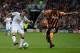 Manchester United's Spanish midfielder Ander Herrera (L) shoots wide as Hull City's English midfielder Tom Huddlestone (R) defends during the English Premier League football match between Hull City and Manchester United at the KC Stadium in Kingston upon