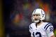 FOXBORO, MA - JANUARY 18: Andrew Luck #12 of the Indianapolis Colts looks on against the New England Patriots in the fourth quarter of the 2015 AFC Championship Game at Gillette Stadium on January 18, 2015 in Foxboro, Massachusetts. (Photo by Jared Wick