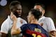 incident fight between (L-R) Y Mapou of AS Roma, Lionel Messi of FC Barcelona during the Joan Gamper Trophy match between Barcelona and AS Roma on August 5, 2015 at the Camp Nou stadium in Barcelona, Spain.(Photo by VI Images via Getty Images)