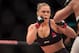 RIO DE JANEIRO, BRAZIL - AUGUST 01: UFC women's bantamweight champion Ronda Rousey looks to attack opponent Bethe Correia of Brazil during the UFC 190 event inside HSBC Arena on August 1, 2015 in Rio de Janeiro, Brazil. (Photo by Jeff Bottari/Zuffa LLC/